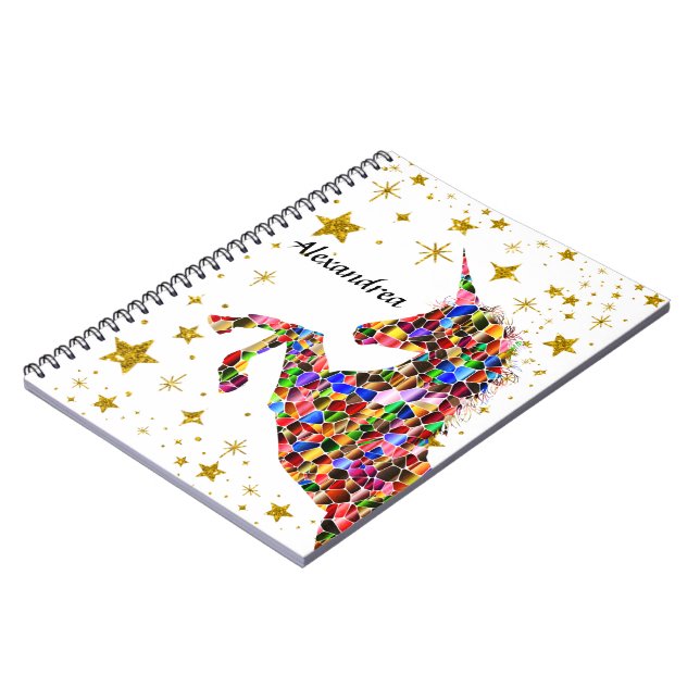 Unicorn Magic Guld Färg Glitter personalize Anteckningsbok (Vänstra Sidan)