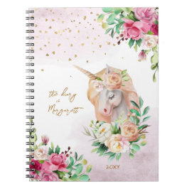Unicorn Magic Illustration Girl Daily Diary Anteckningsbok