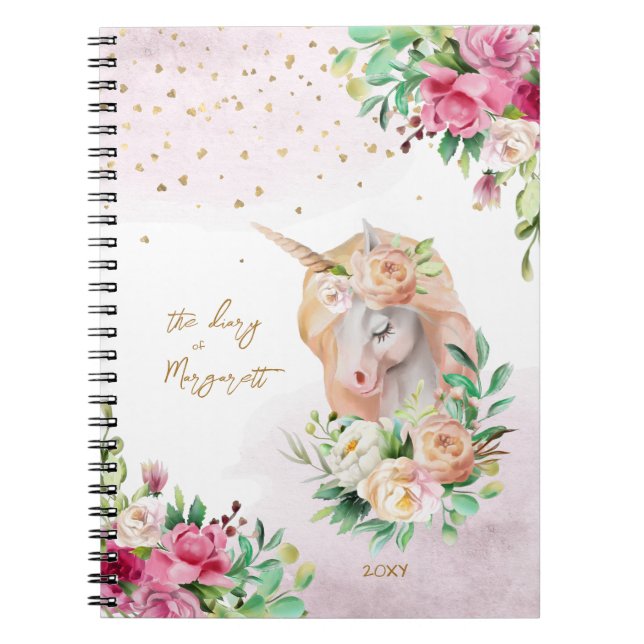 Unicorn Magic Illustration Girl Daily Diary Anteckningsbok (Framsidan)