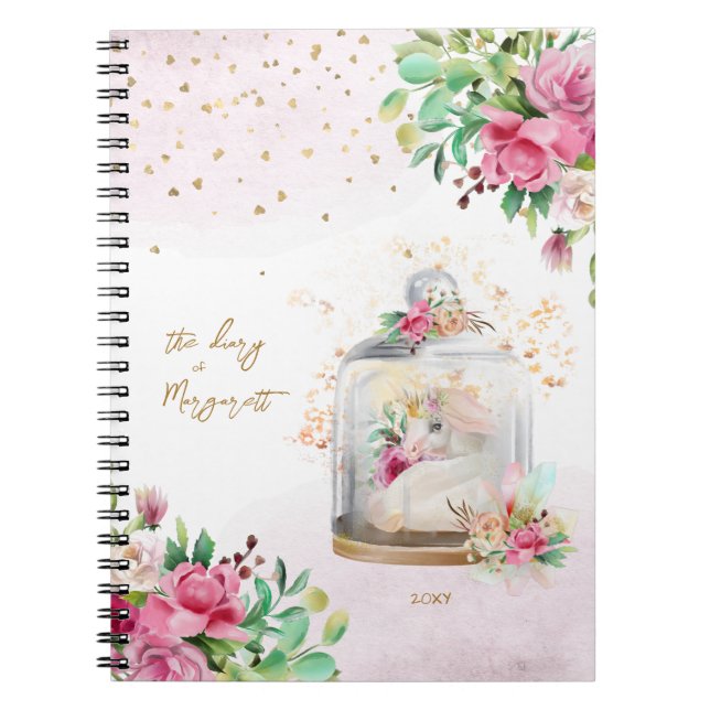 Unicorn Magic Illustration Girl Daily Diary Anteckningsbok (Framsidan)