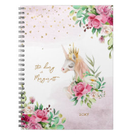 Unicorn Magic Illustration Girl Daily Diary Anteckningsbok