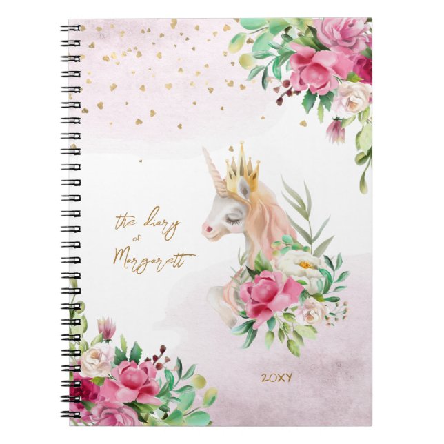 Unicorn Magic Illustration Girl Daily Diary Anteckningsbok (Framsidan)