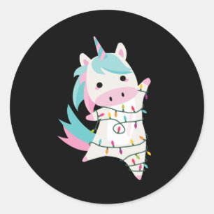 Unicorn Magic Jul Fairy Ljus Sweet Rosa Runt Klistermärke
