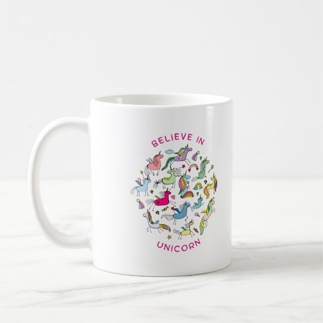 Unicorn Magic Kawaii Kaffemugg (Vänster)