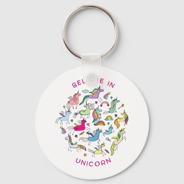 Unicorn Magic Kawaii Nyckelring (Framsida)