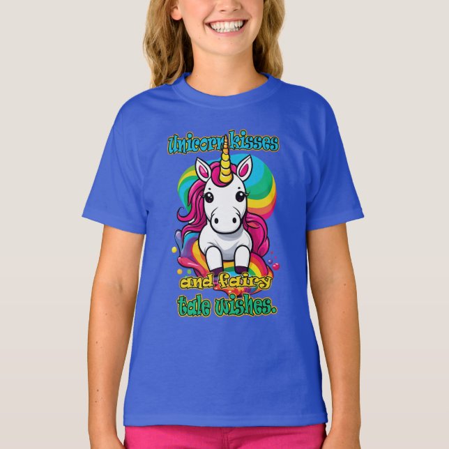 Unicorn Magic: "Kisses and Fairy Önskemål Tee (Framsida)