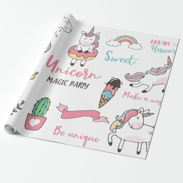 Unicorn Magic Party Presentpapper (Utrullad)