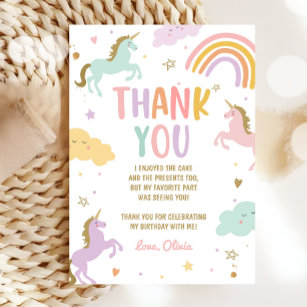 Unicorn Magic Rainbow Birthday - tackkort Tack Kort