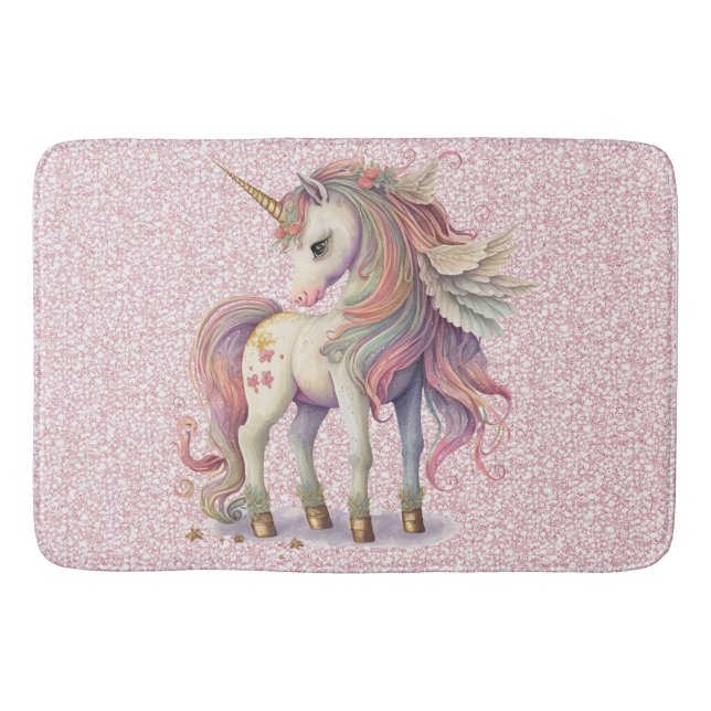 Unicorn Magic Rainbow Färg Rosa Glitter Badrumsmatta (Framsidan)
