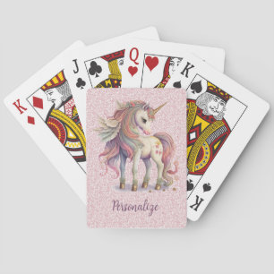 Unicorn Magic Rainbow Färg Rosa Glitter Casinokort