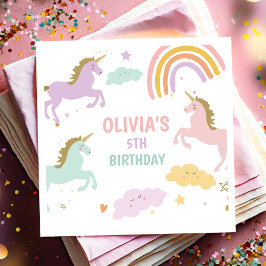 Unicorn Magic Rainbow Firande Girl Birthday Pappersservett