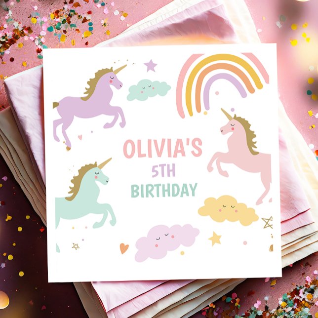 Unicorn Magic Rainbow Firande Girl Birthday Pappersservett (Skapare uppladdad)