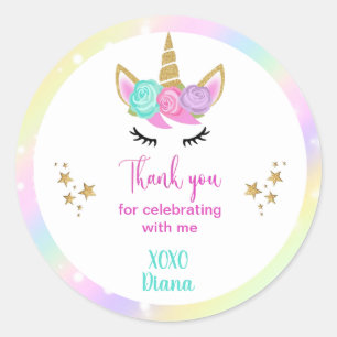 Unicorn Magic Rainbow Tack Party Runt Klistermärke
