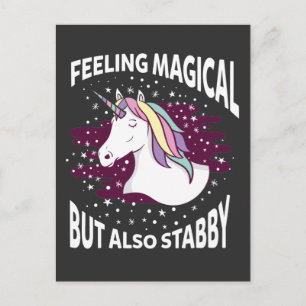 Unicorn Magic Stabby Feeling Sarkastic Horse Vykort