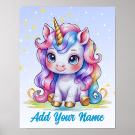 Unicorn Magic & Stars – Personalized Wall Art Poster
