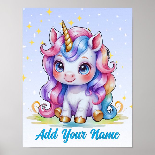 Unicorn Magic & Stars – Personalized Wall Art Poster (Framsidan)