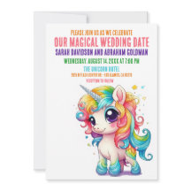 Unicorn Magic Whimsical Girly Wedding-inbjudan