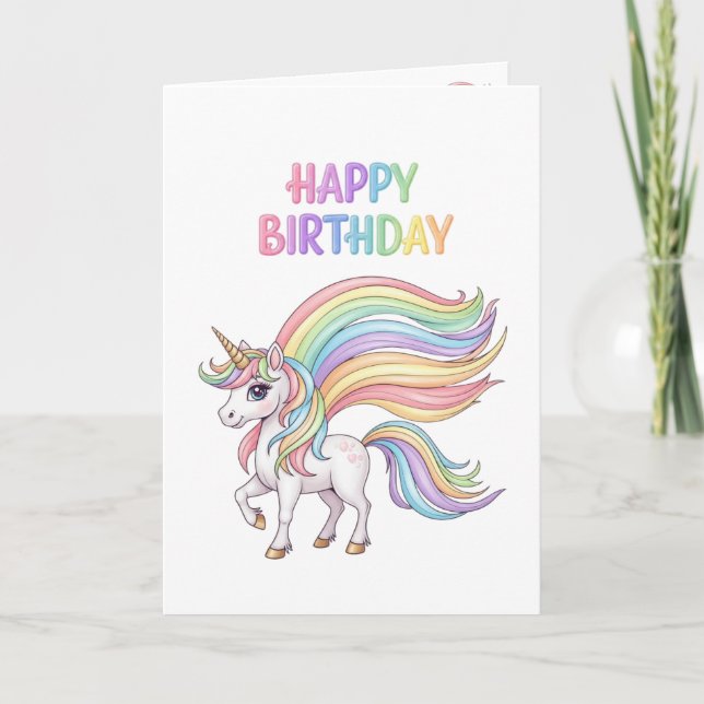 Unicorn Magical Birthday Card  Kort (Framsida)