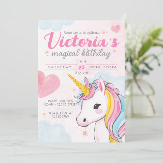 Unicorn Magical Birthday Invite Inbjudningar