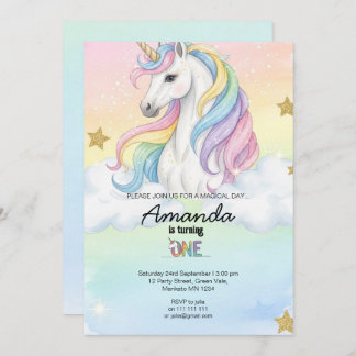 Unicorn Magical Birthday Party Invitation Card Inbjudningar