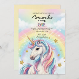Unicorn Magical Birthday Party Invitation Card Inbjudningar