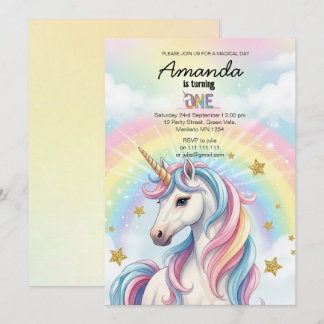 Unicorn Magical Birthday Party Invitation Card Inbjudningar
