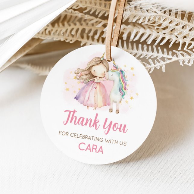 Unicorn Magical Day Birthday Party Gåvor Etiketter (Unicorn Birthday Party Favor Tags)