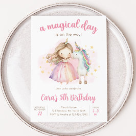 Unicorn Magical Day Birthday Party Inbjudningar