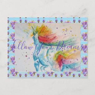 Unicorn-målning Följ ditt Dreams PostCard Vykort