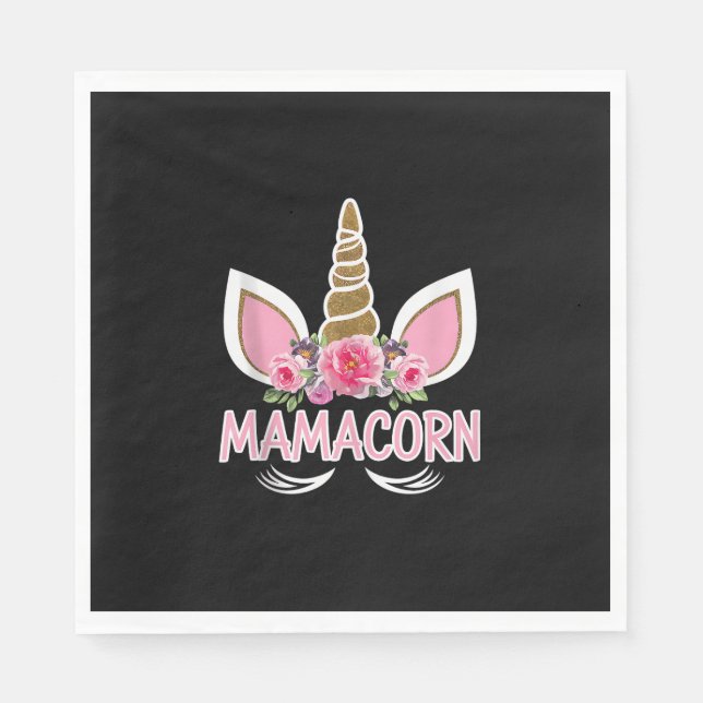 Unicorn Mamacorn Cute Pink Floral Crown Mother's D Pappersservett (Framsidan)