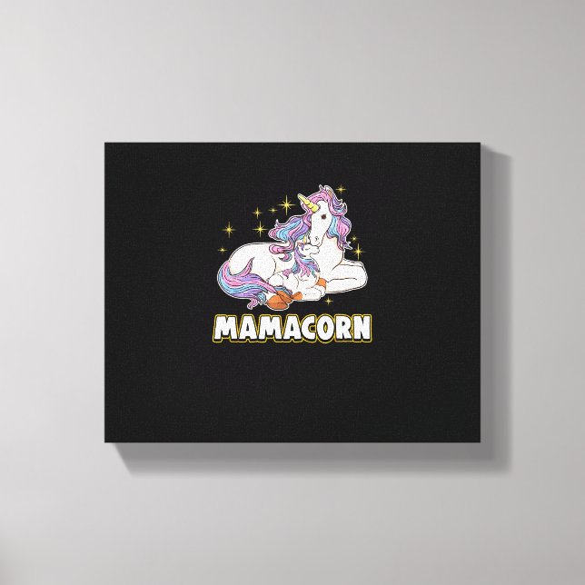 Unicorn Mamacorn Mom Mother Cute T-Shirt Canvastryck (Framsida)
