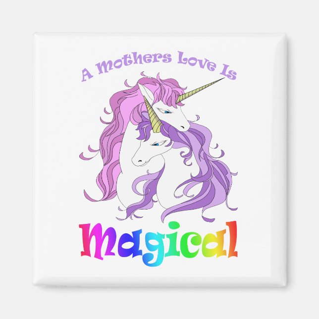 Unicorn Mamma A Mammor Kärlek är magiskt Magnet (Framsidan)