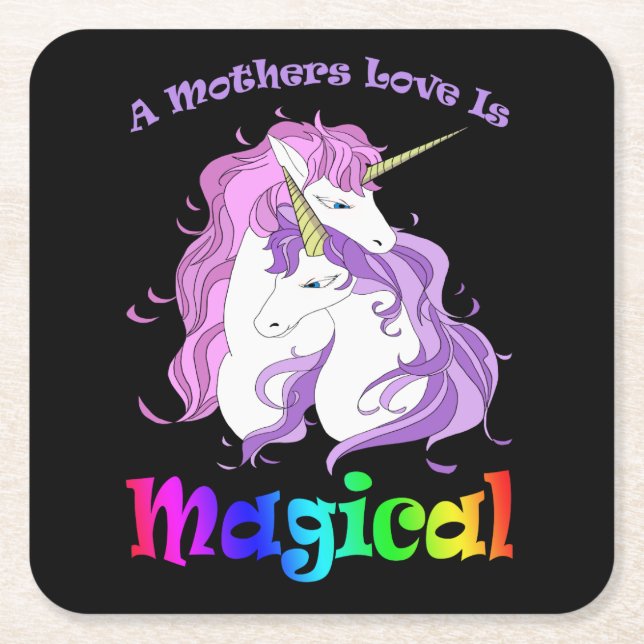 Unicorn Mamma A Mammor Kärlek är magiskt Underlägg Papper Kvadrat (Framsidan)