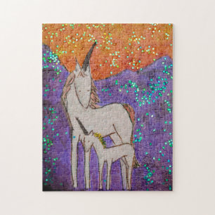 Unicorn Mamma och Baby Pussel