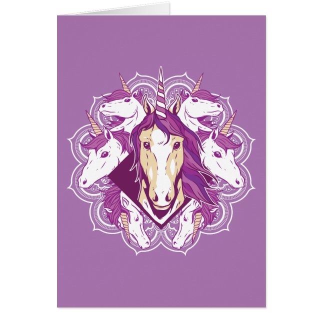 Unicorn Mandala, födelsedag Hälsningskort (Framsidan)