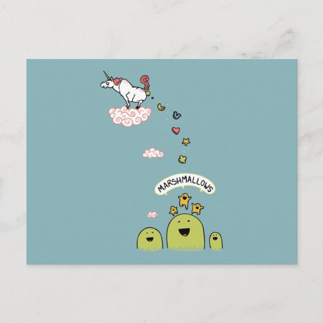 Unicorn Marshmallow Vykort (Framsida)