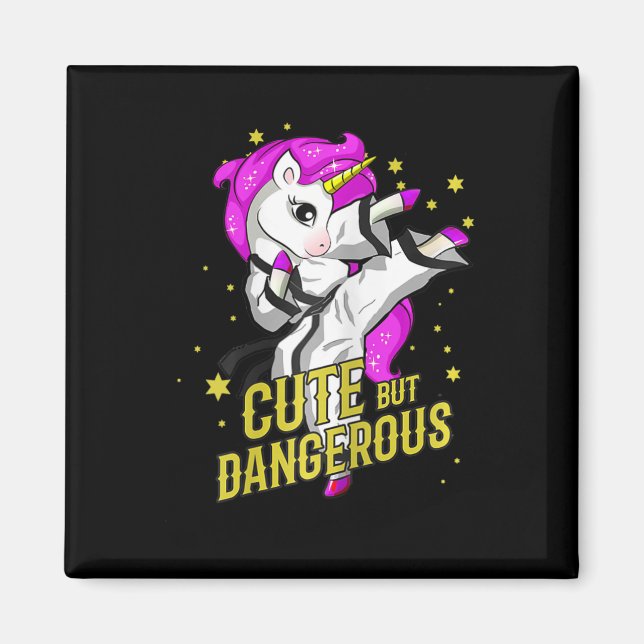 Unicorn Martial Arts Girl Gift Magnet (Framsidan)