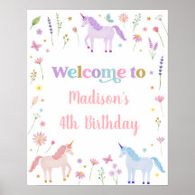 Unicorn Meadow Pastel Rosa Guld Birthday