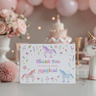 Unicorn Meadow Pastel Rosa Guld Tack Kort