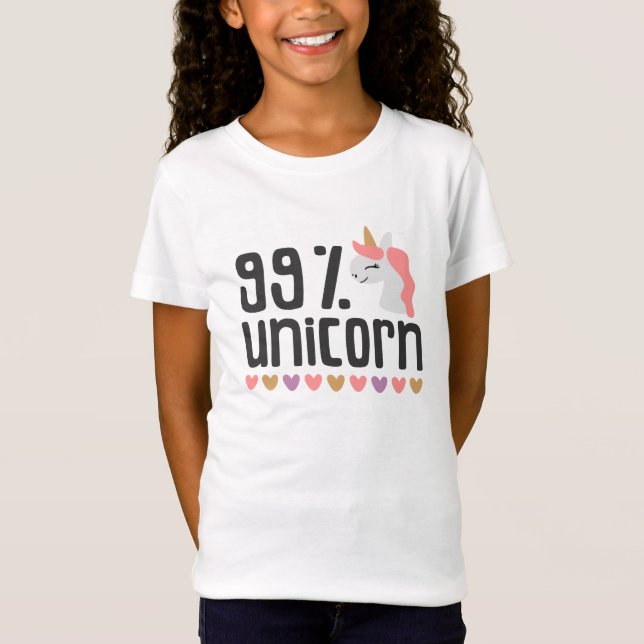 Unicorn med 99 procent t shirt (Framsida)