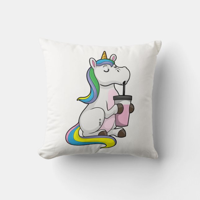 Unicorn med Bubble Tea Kudde (Framsida)