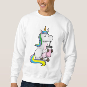 Unicorn med Bubble Tea Lång Ärmad Tröja