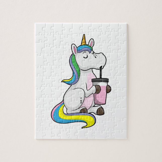 Unicorn med Bubble Tea Pussel (Vertikal)