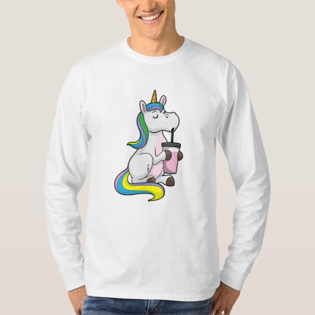 Unicorn med Bubble Tea T Shirt (Framsida)