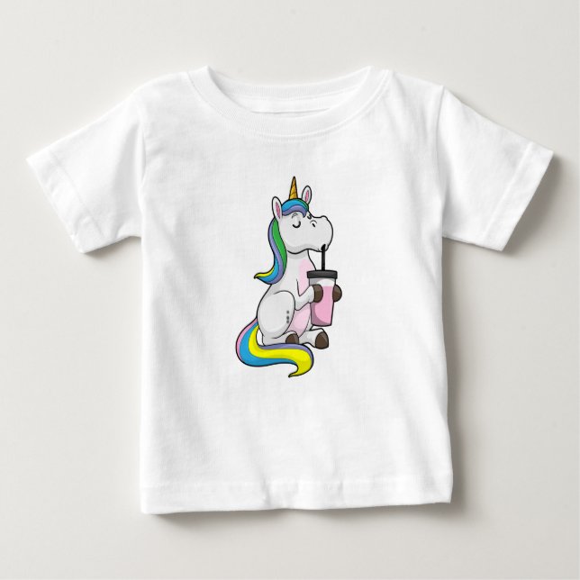 Unicorn med Bubble Tea T Shirt (Framsida)