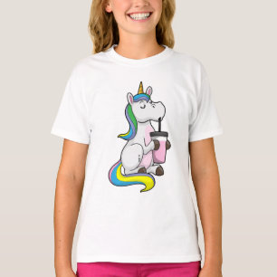 Unicorn med Bubble Tea T Shirt