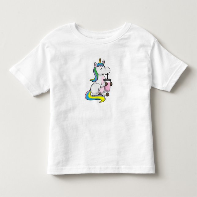 Unicorn med Bubble Tea T Shirt (Framsida)