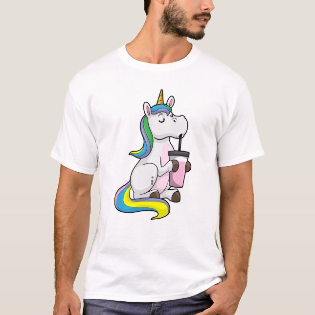 Unicorn med Bubble Tea T Shirt (Framsida)