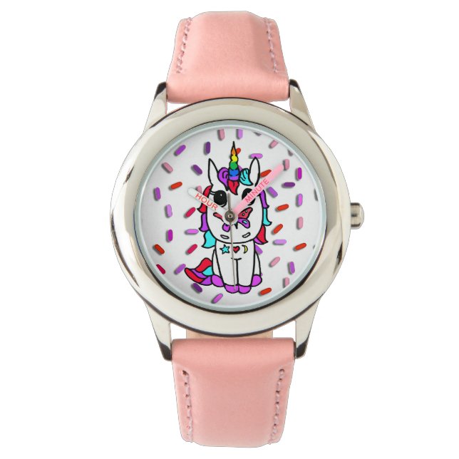 Unicorn med Butterfly på Nose Candy Sprinkles Armbandsur (Framsida)