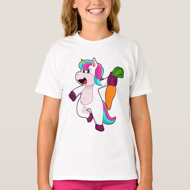 Unicorn med Carrot T Shirt (Framsida)